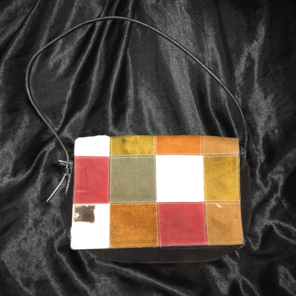 Suede and pony fur vintage shoulder bag - Picture 2 of 9